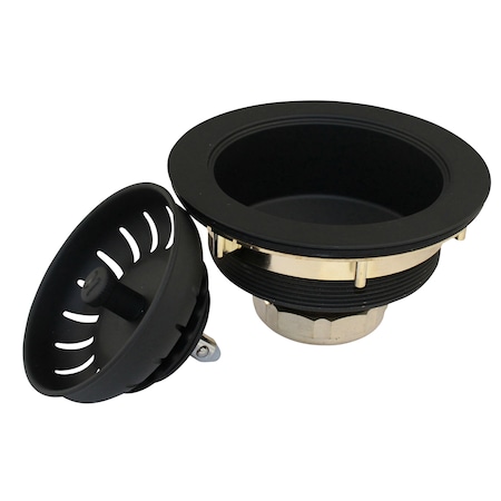 Keeney Mfg Heavy Duty Kitchen Sink Strainer with Power Ball Basket, Black K1439BLK